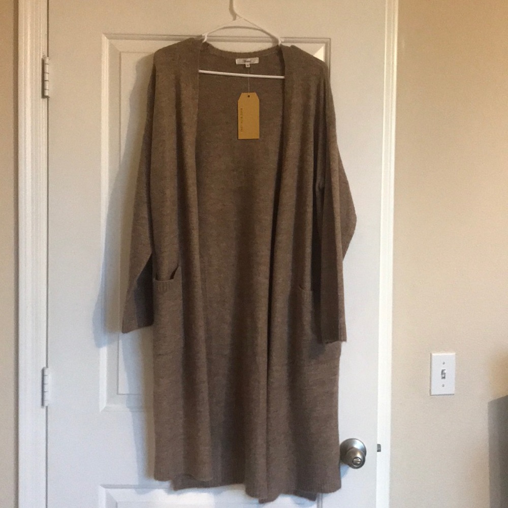 Andree Long Taupe Cardigan- size small